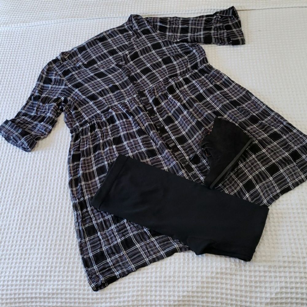 Torrid Size 3X Black and Gray plaid Tunic Dress